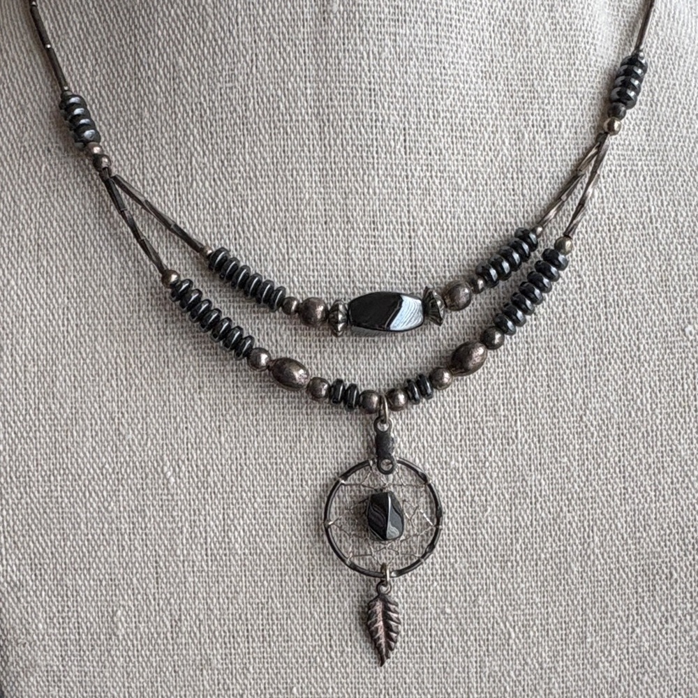 Hematite Dreamcatcher Beaded Necklace
